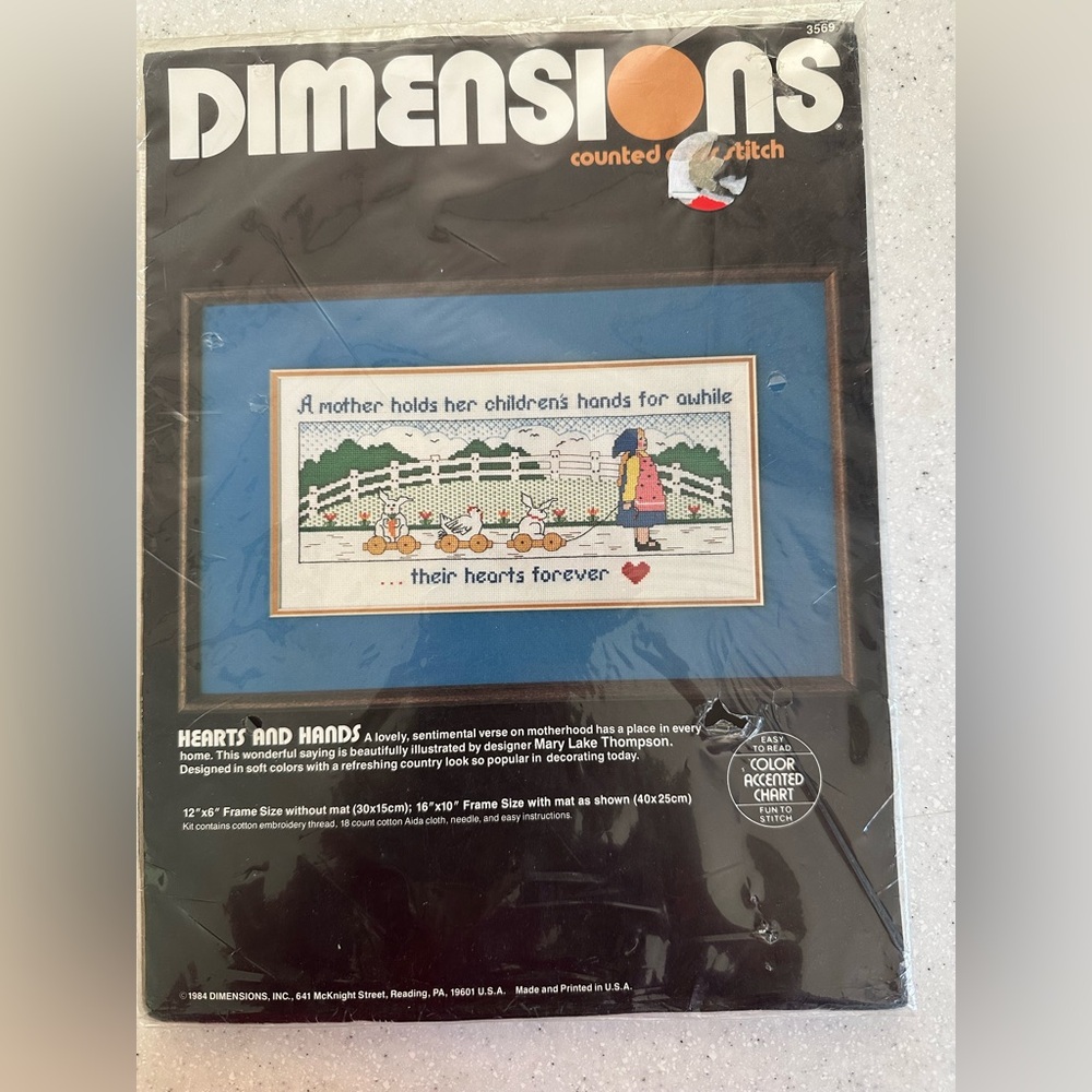 New Vintage Dimensions Counted Cross Stitch Kit 1984 #3659 Mother Hearts & Hands